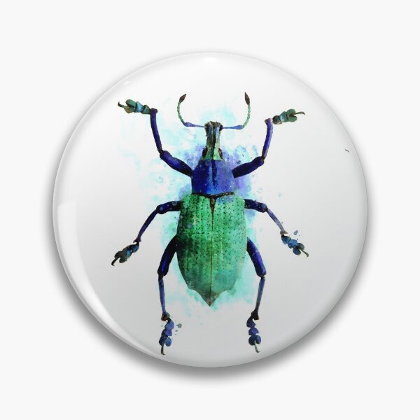 Item preview, Dramabite Watercolour beetle green purple turquoise insect painting designed and sold by dramabite.