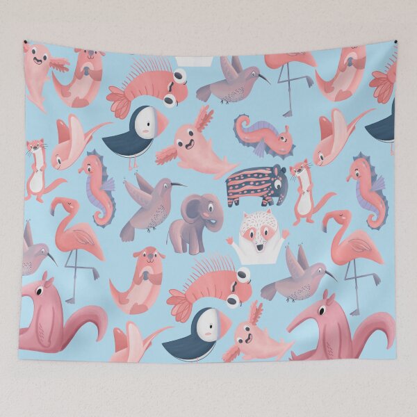 Item preview, ¡Lindo patrón animal en rosa y azul! designed and sold by SleepyLilSloth.