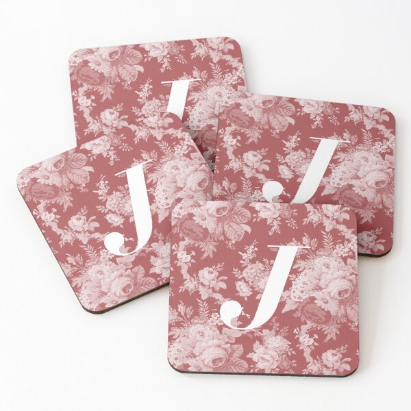 Item preview, J Letter, Vintage Alphabet - Botanical Monogram - Dusty Maroon designed and sold by mydoodlesateme.