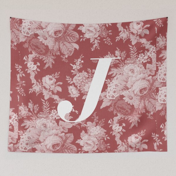 Item preview, J Letter, Vintage Alphabet - Botanical Monogram - Dusty Maroon designed and sold by mydoodlesateme.