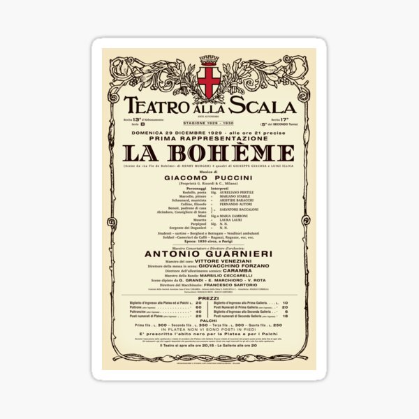 Item preview, Vintage-Style La Scala La Bohème Opera Poster designed and sold by travelwitheric.
