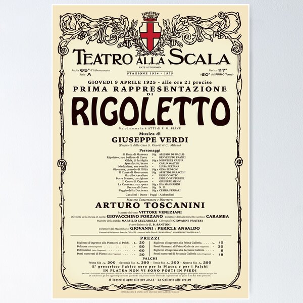 Item preview, Vintage-Style La Scala Rigoletto Opera Poster designed and sold by travelwitheric.