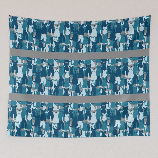 Item preview, Teal Blue Cat Camo Design on Grey Background. designed and sold by cgroenewald.