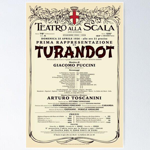 Item preview, Vintage-Style La Scala Turandot Opera Poster designed and sold by travelwitheric.