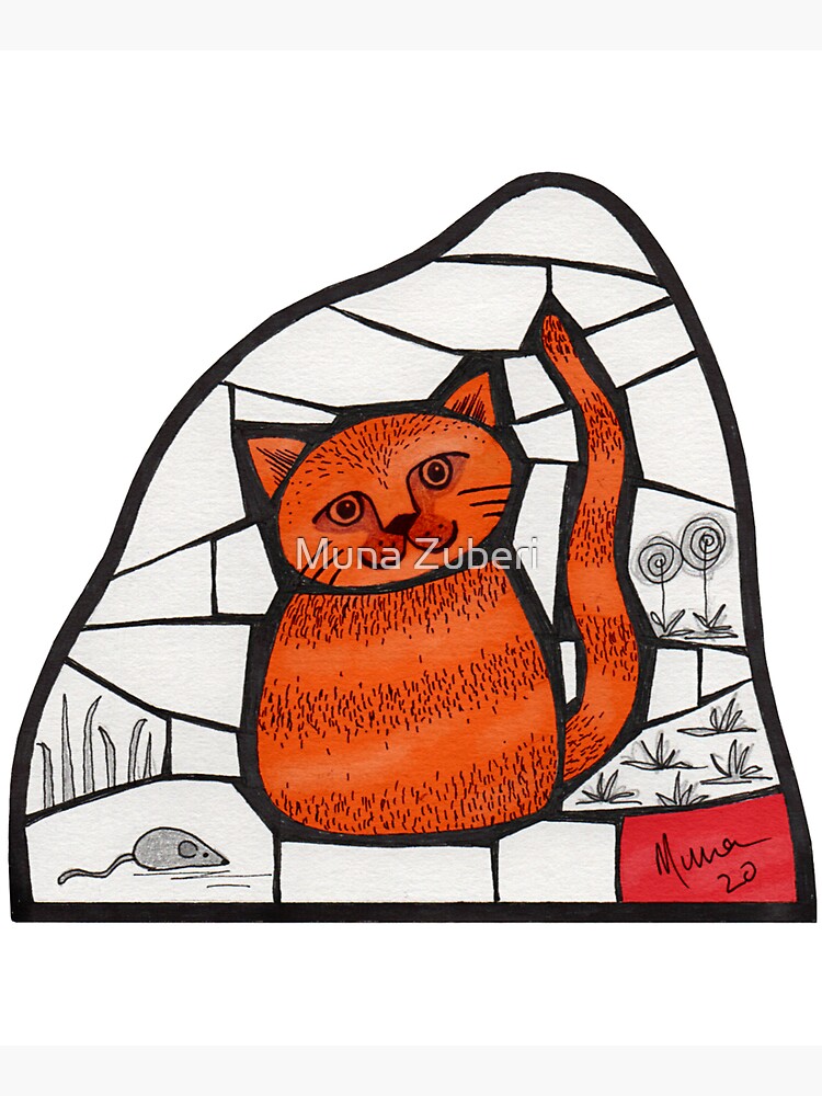 Thumbnail 5 of 5, Tote Bag, Happy Marmalade Cat mosaic illustration designed and sold by MunaZuberi.