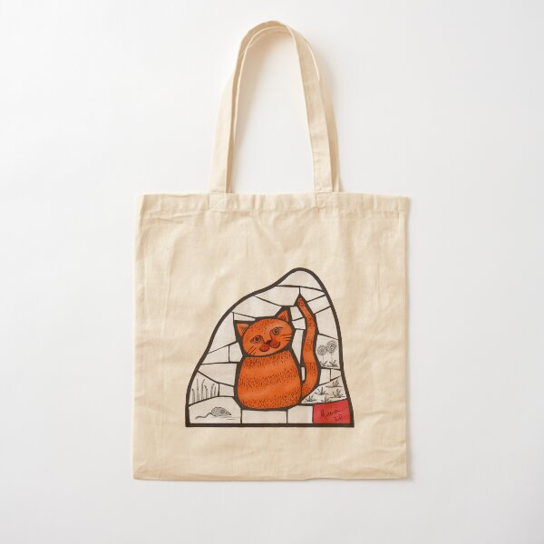 Happy Marmalade Cat mosaic illustration Cotton Tote Bag