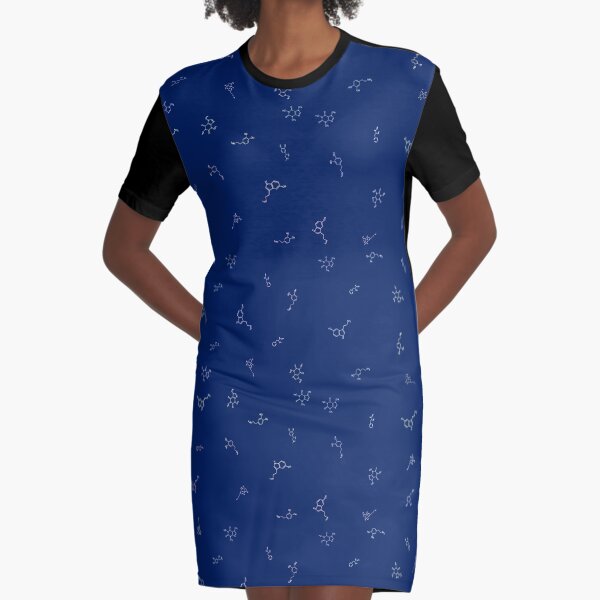 Rainbow caffeine, serotonin, dopamine, THC, amphetamine, adrenaline, epinephrine molecules Graphic T-Shirt Dress