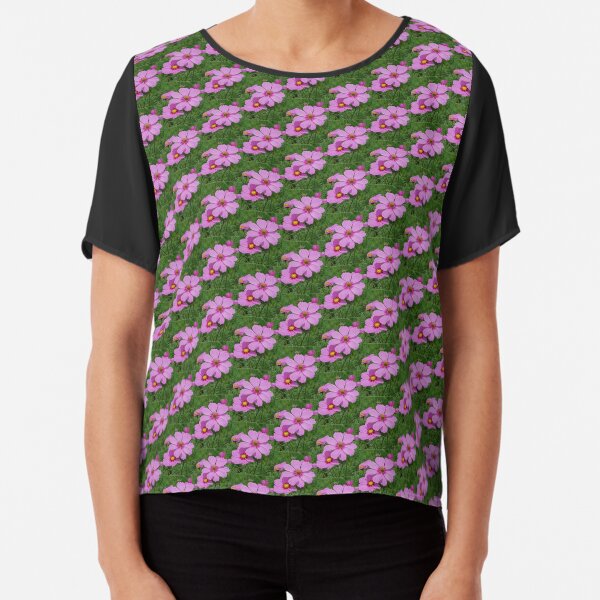 Delicate Pink Cosmos Flowers Chiffon Top