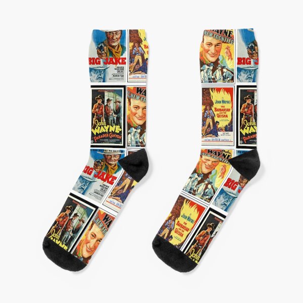 John Wayne Classic Movies Collage Socks