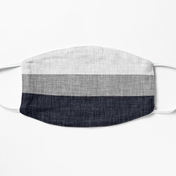 Simple Navy Blue and Grey Stripe with Graphic Burlap Pattern Flat Mask
