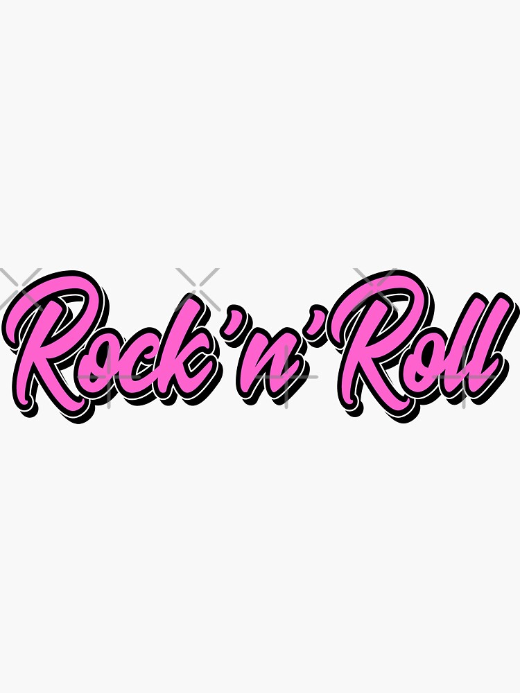 "Sticker Rock n Roll Pink White and Black Rockabilly" Sticker by