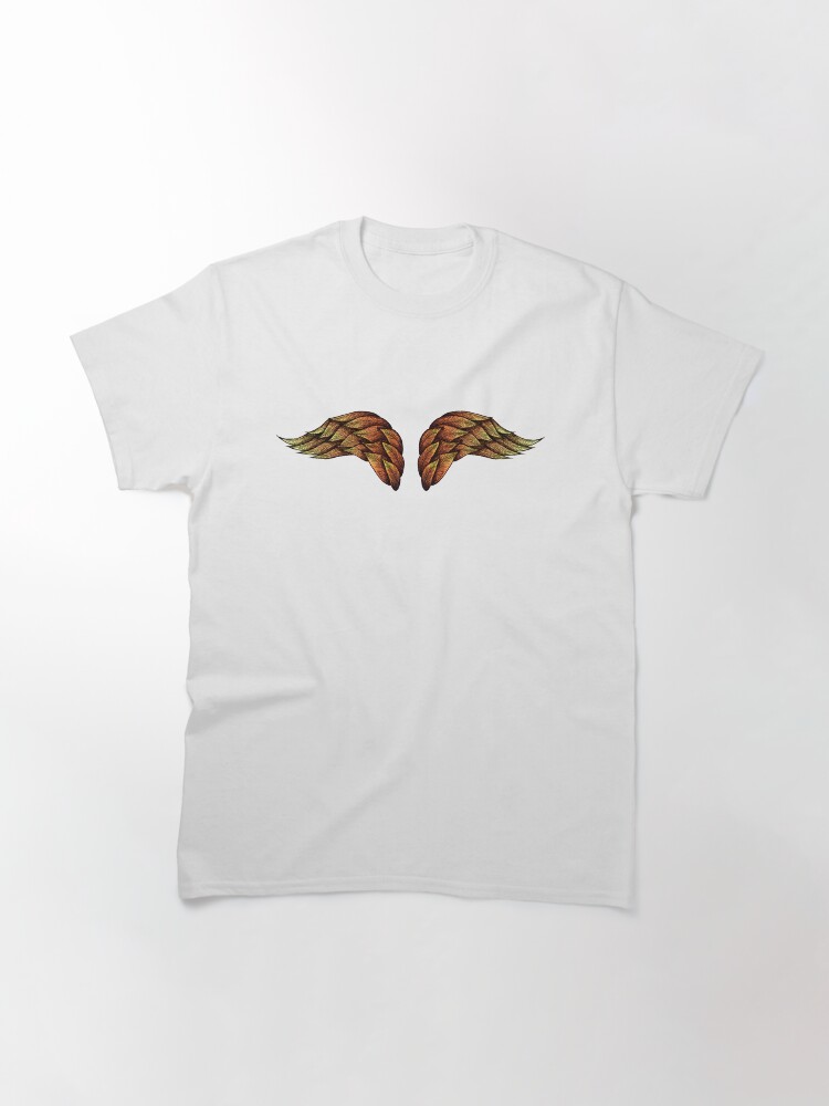 Thumbnail 3 of 7, Classic T-Shirt, Angel Wings on Fire mosaic illustration designed and sold by MunaZuberi.