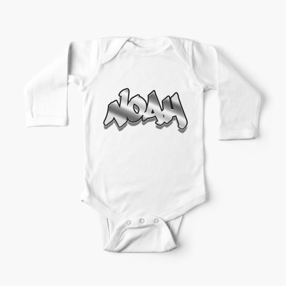 Noah In Graffiti Style Metal Effect Baby One Piece By Geograffeur Redbubble