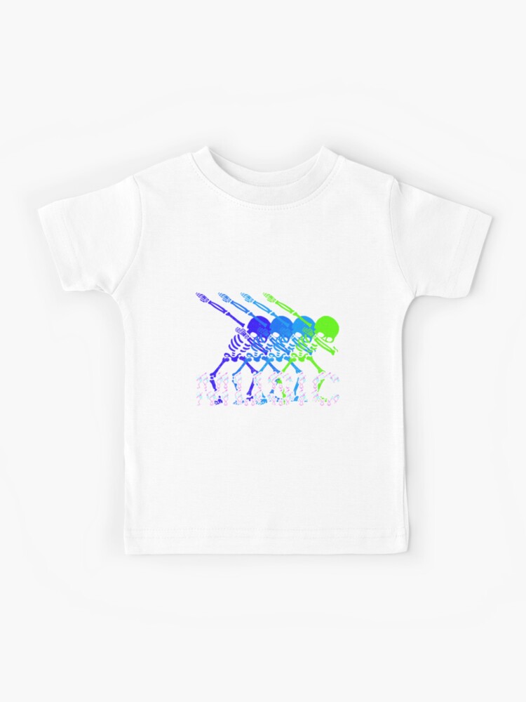4 Colorful Green And Blue Skeleton Dabbing And Dancing On Music Halloween 2020 T Shirt Kids T Shirt By Abde32 Redbubble - halloween skeleton tshirt roblox