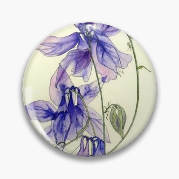 Item preview, Blue Columbine (aquilegia) flowers watercolour painting designed and sold by esvb.