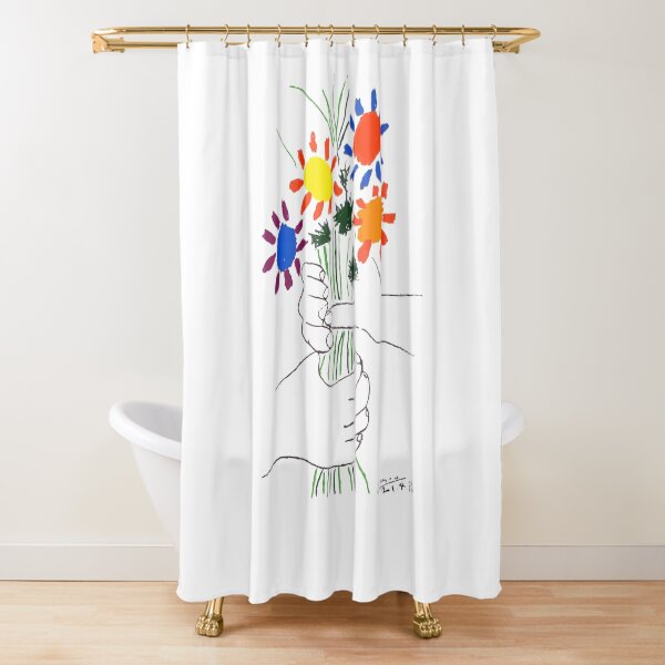 Pablo Picasso Bouquet Of Peace 1958 (Flowers Bouquet With Hands) or Le Bouquet de la Amitié (friendship) Shower Curtain