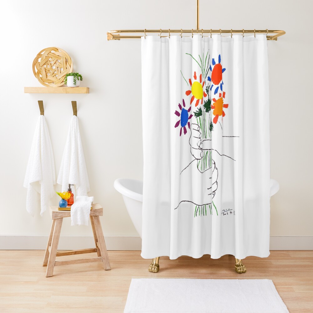 Pablo Picasso Bouquet Of Peace 1958 (Flowers Bouquet With Hands) or Le Bouquet de la Amitié (friendship) Shower Curtain