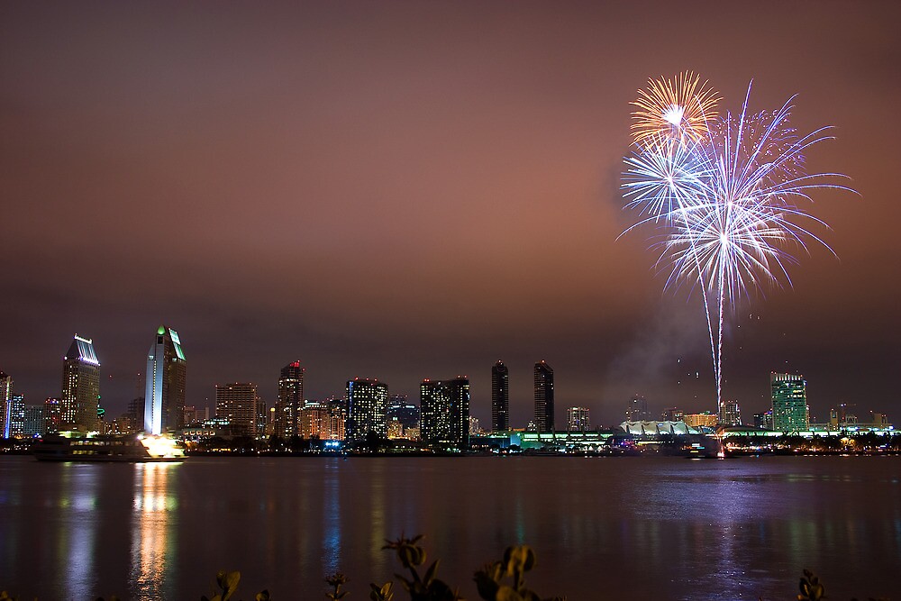 "FIREWORKS ON SAN DIEGO BAY" by fsmitchellphoto Redbubble