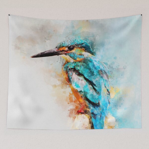 Item preview, Dramabite Watercolor kingfisher designed and sold by dramabite.