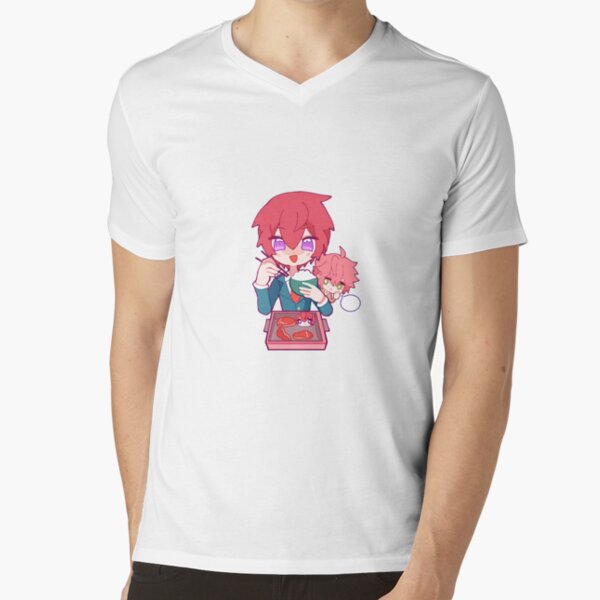 Anime Girl Eating Mukbang Itadakimasu Men's Back Print T-shirt