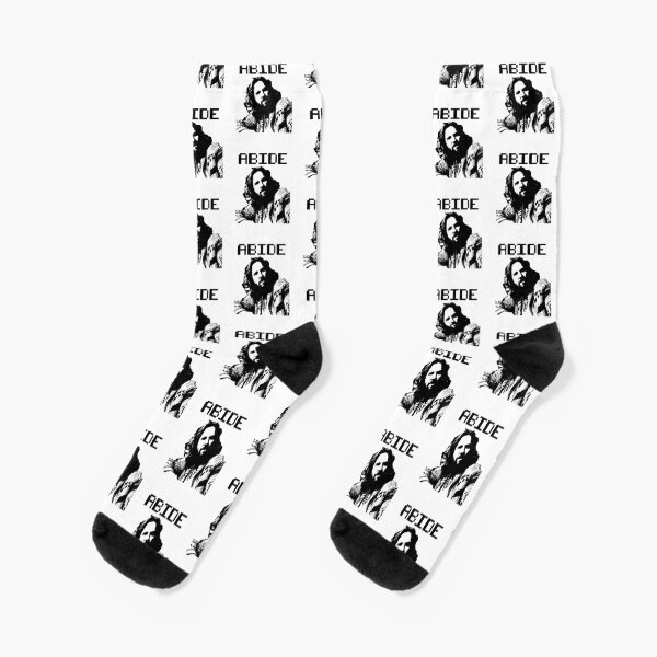 Abide, The Dude 8 Bit Graphic Quote Socks