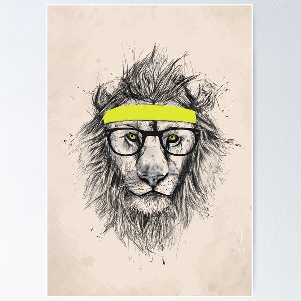 Aperçu de l'œuvre Lion hipster (fond clair) créée et vendue par soltib.