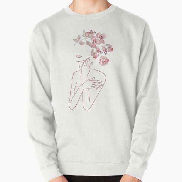 Item preview, Minimal Line Art Drawing Woman With Roses Flowers III designed and sold by UtArt.