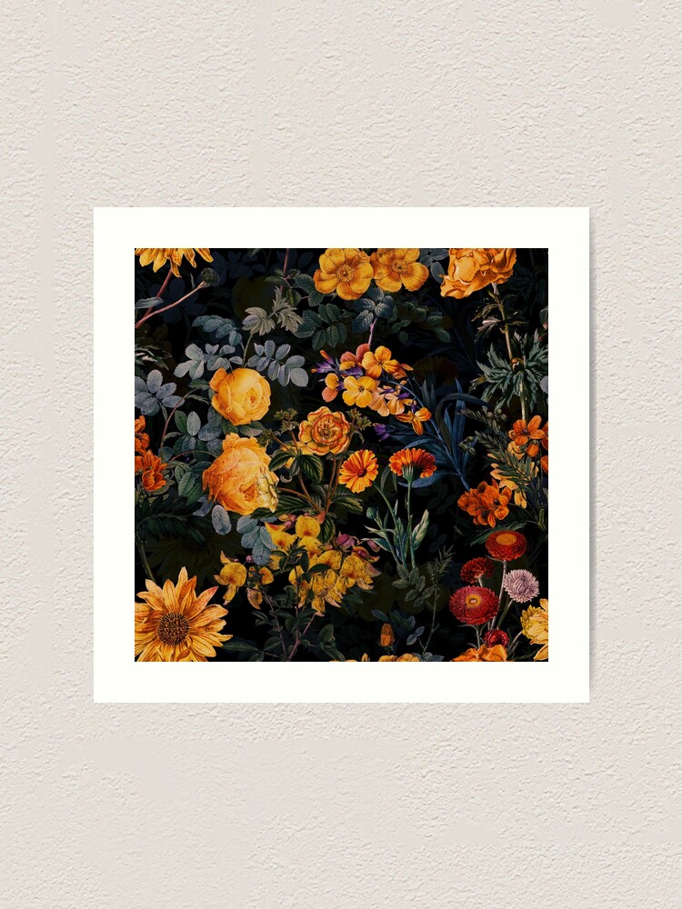 Alternate view of Vintage Botanical Golden Night Garden Art Print