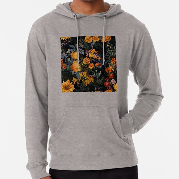 Vintage Botanical Golden Night Garden Lightweight Hoodie
