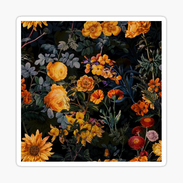 Vintage Botanical Golden Night Garden Sticker
