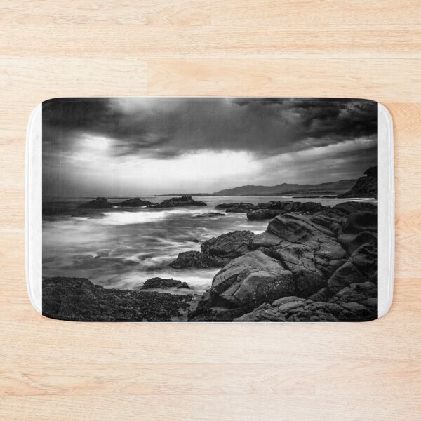 Item preview, Rocky Shores a black and white seascape San Simeon California designed and sold by MarniePatchett.