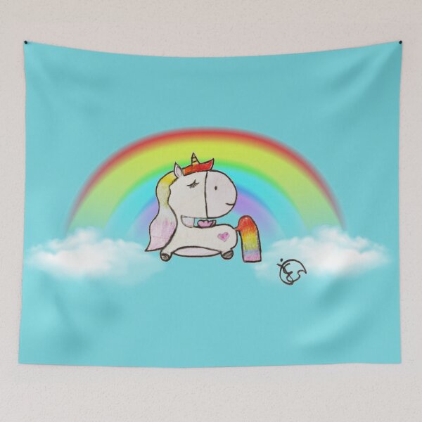 Item preview, Rainbow Unicorn up to clouds by Elisavet designed and sold by azimaplace.