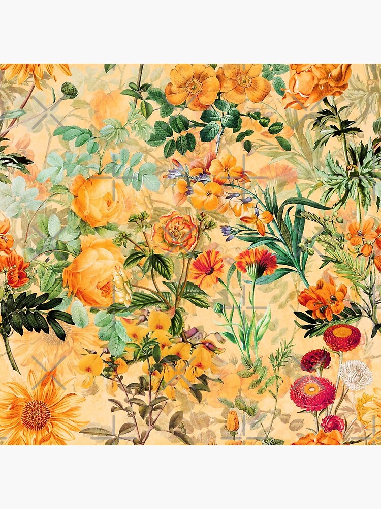 Vintage Botanical Golden Summer Day Garden by UtArt