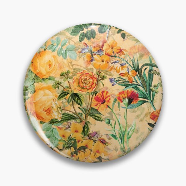 Vintage Botanical Golden Summer Day Garden Pin