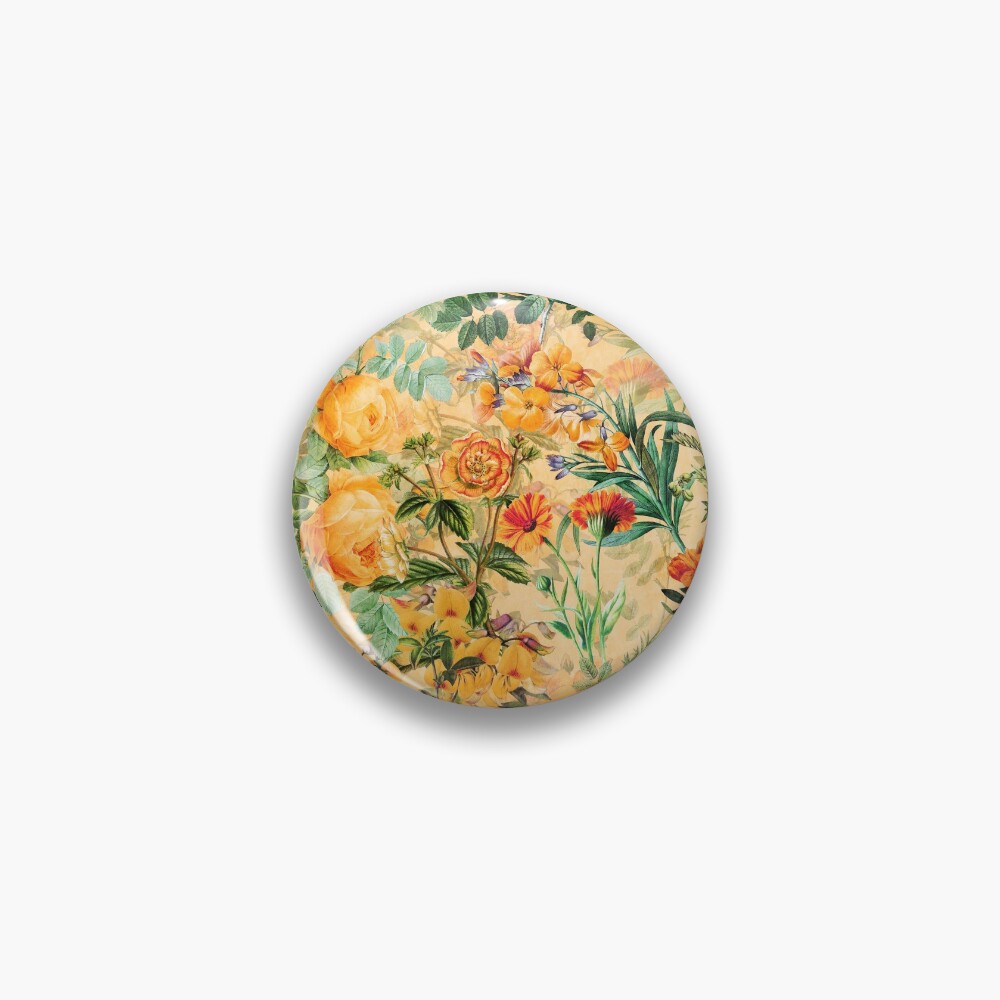 Vintage Botanical Golden Summer Day Garden Pin