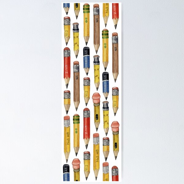 Tiny Pencils over White by Robayre Poster