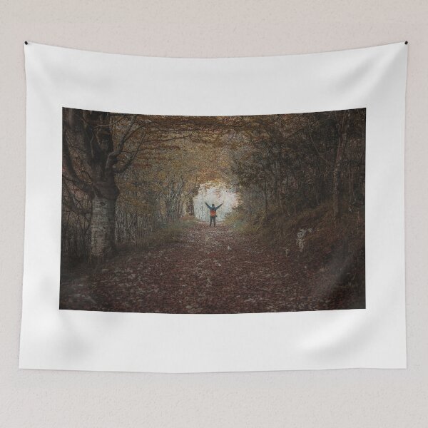 Item preview, Young man with arms raised at forest designed and sold by MarioGuti.