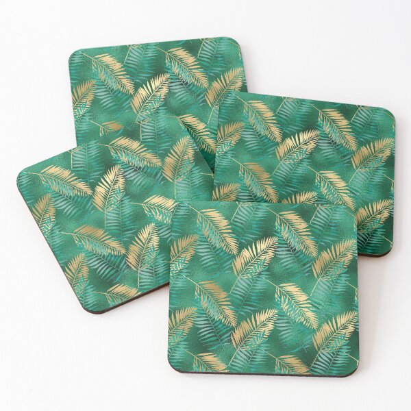 Item preview, Emerald Green and Gold Tropical Pattern designed and sold by AnastasiaDesign.