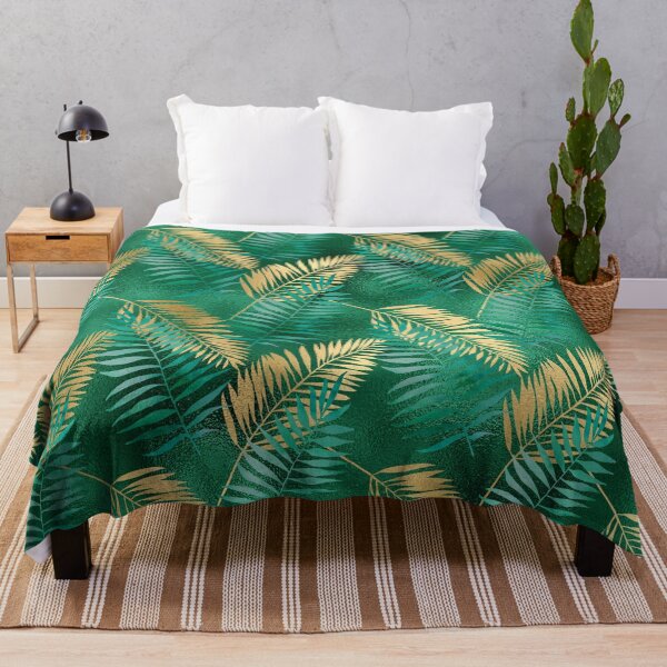 Item preview, Emerald Green and Gold Tropical Pattern designed and sold by AnastasiaDesign.