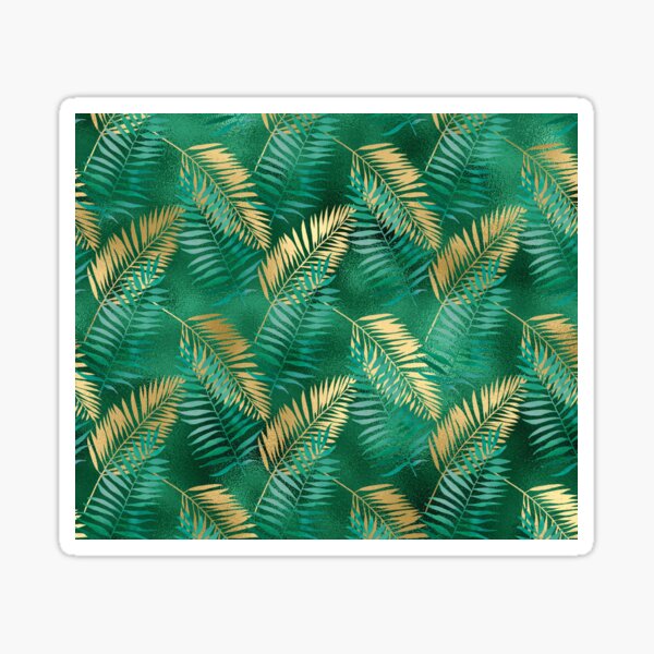 Vista previa del artículo con la obra «Patrón tropical verde esmeralda y dorado», diseñado y vendido por AnastasiaDesign.