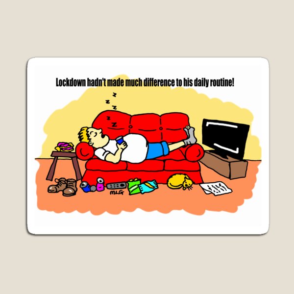 Item preview, Lazy Man Asleep in Lockdown Cartoon designed and sold by michellelegrand.