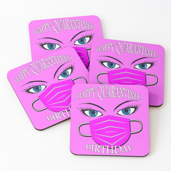 Item preview, Happy Quarantined Birthday - Covid 19 - Best gifts for 2020 survivors - Oh shit! Pink mask and Blue eyes! designed and sold by BestStuffDepot.
