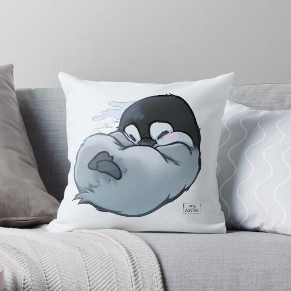 chuBBY emperor penguin baby - snuggling Throw Pillow