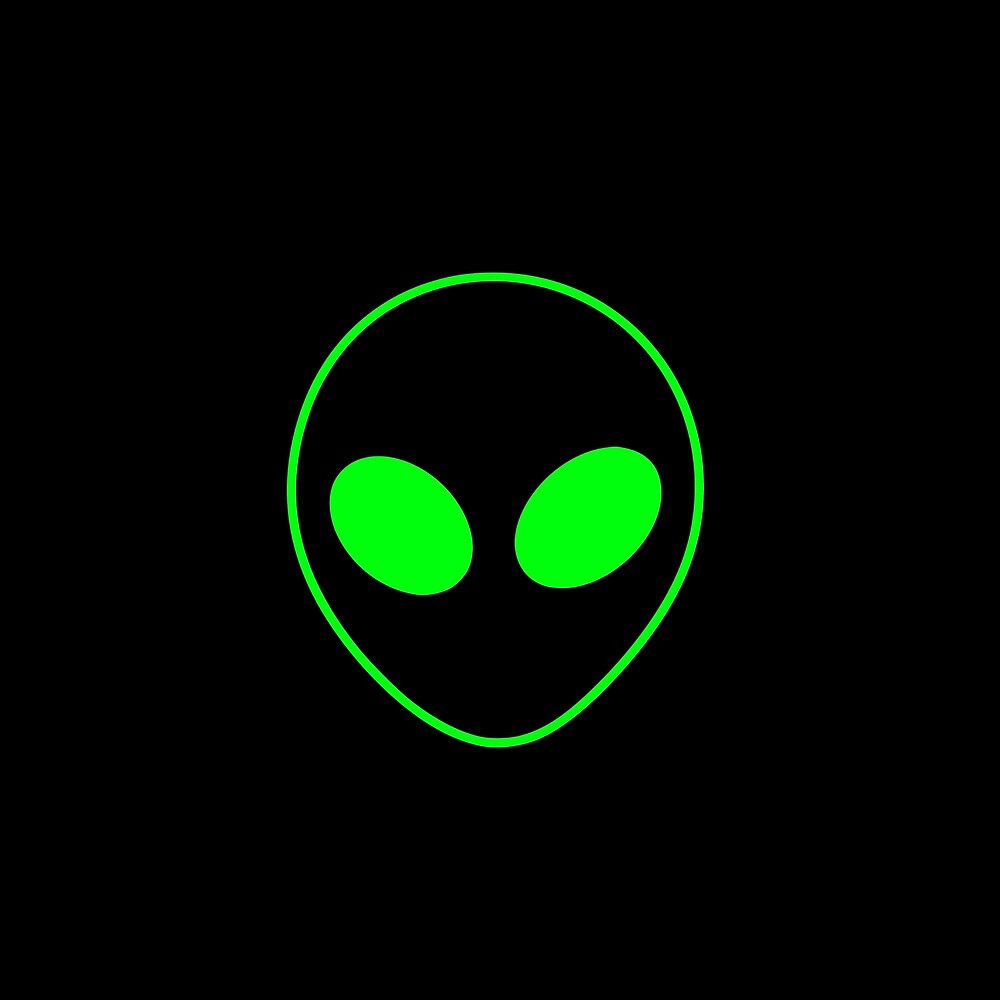 "Bright Neon Green Alien Head on Black" by podartist | Redbubble