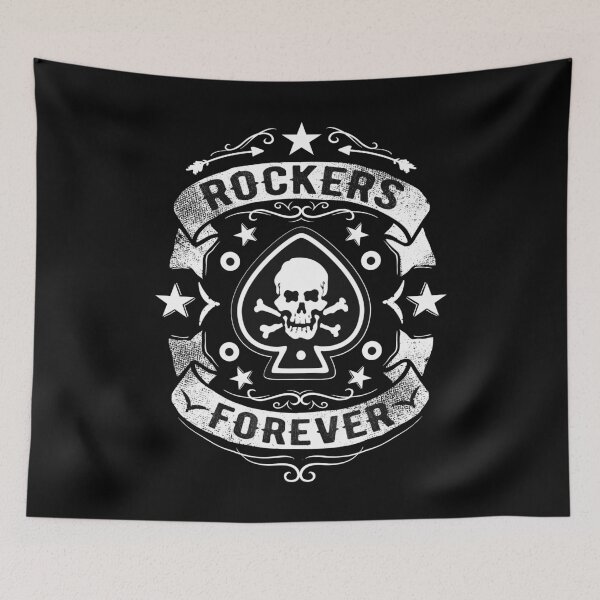 Item preview, Rock Skull Rockabilly Bikers Retro Vintage Rockers designed and sold by MemphisCenter.