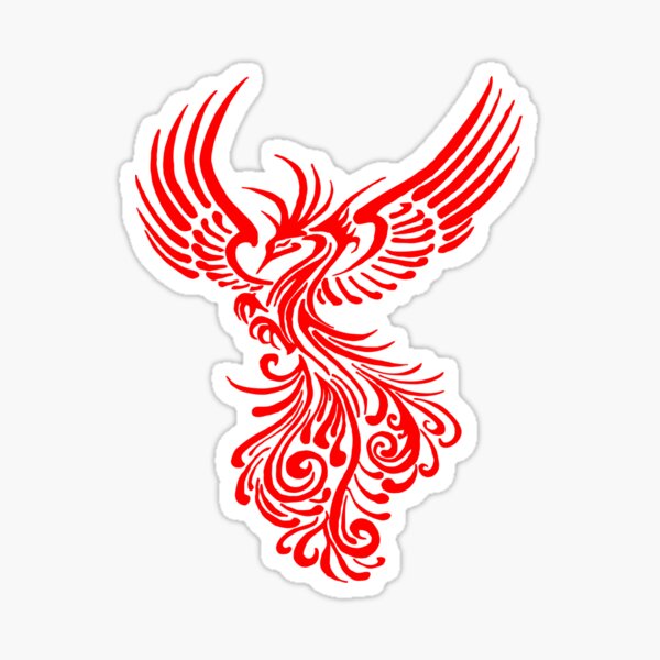 Rising From The Ashes Phoenix Tattoo Design Sticker By Taiche Redbubble