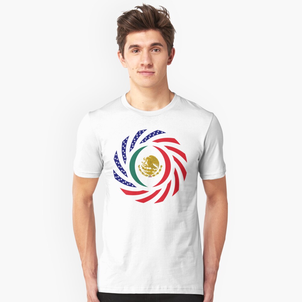 Mexican American Multinational Patriot Flag Series Slim Fit T-Shirt