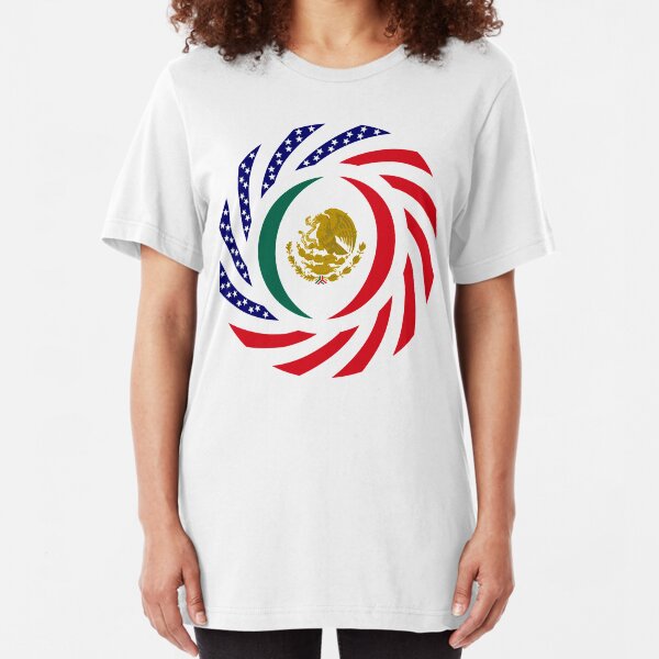 Mexican American Multinational Patriot Flag Series Slim Fit T-Shirt