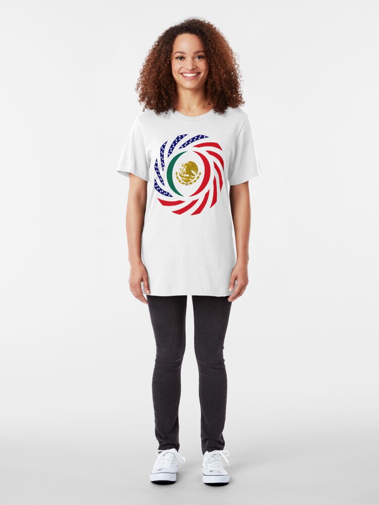 Alternate view of Mexican American Multinational Patriot Flag Series Slim Fit T-Shirt