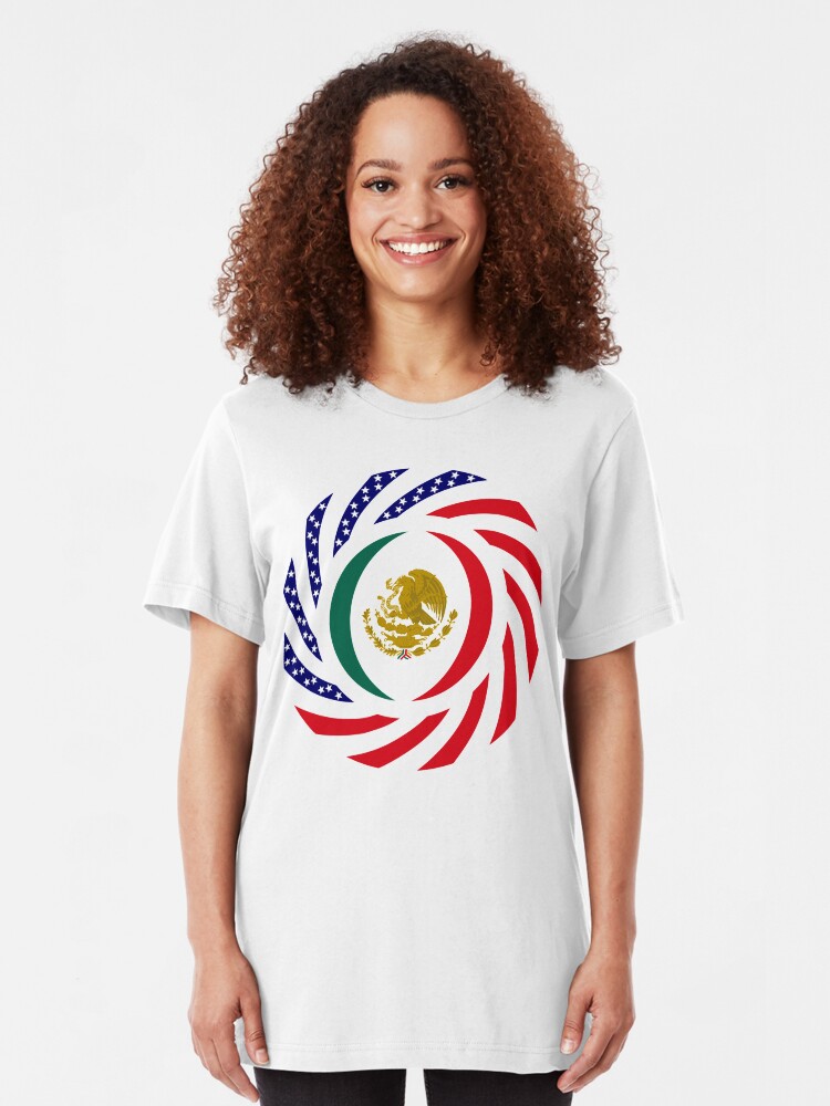 Alternate view of Mexican American Multinational Patriot Flag Series Slim Fit T-Shirt